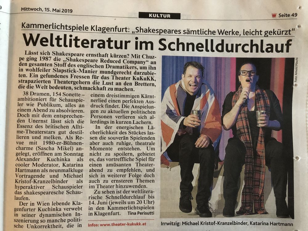 Kritik KronenZeitung 15.05.2019 shakespeare